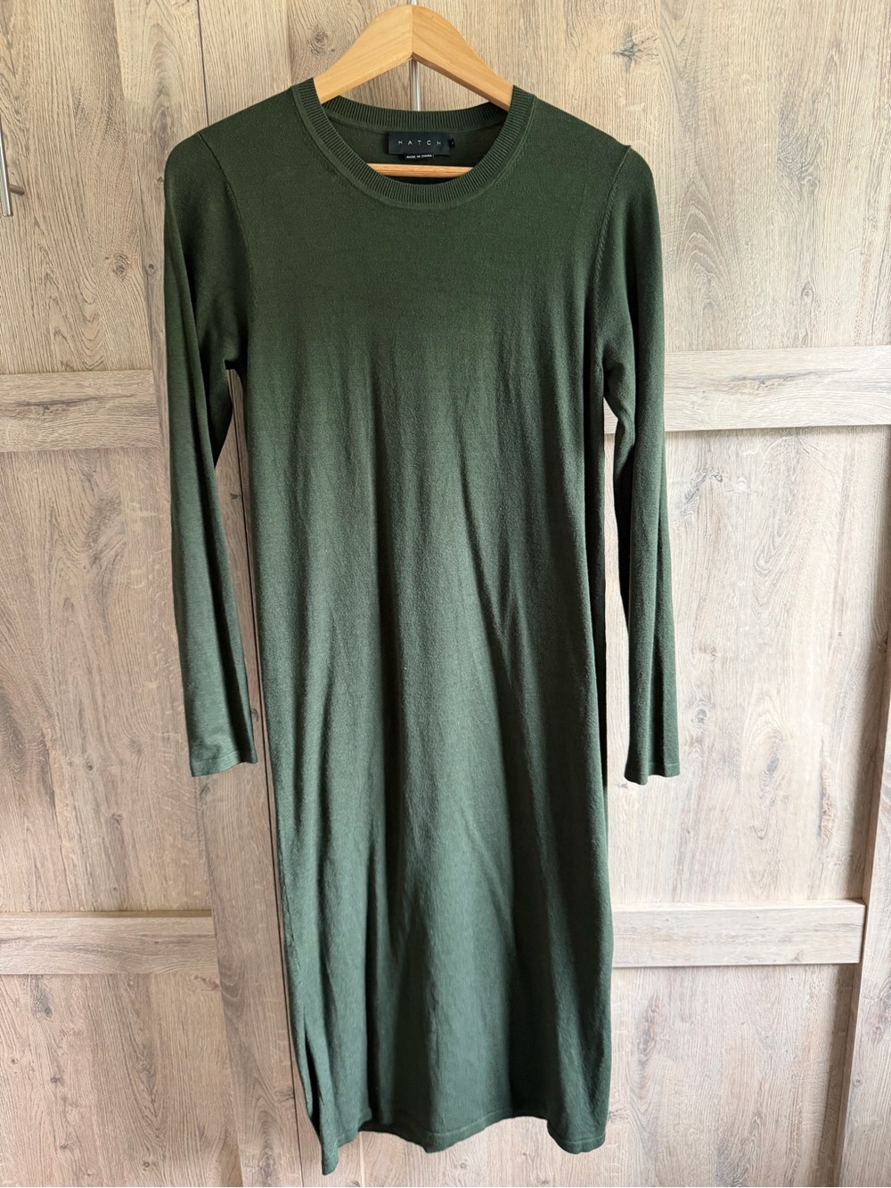Hatch Olive Green Long Sleeve Midi Dress